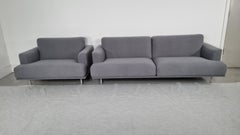 Cassina Met 253 Dreisitzer-Sofa und Zweisitzer von Piero Lissoni in Grau Bouclé