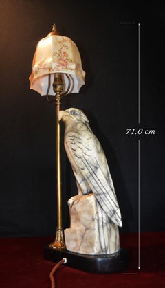 French Art Deco Figural Gilt Bronze and Marble Table Lamp, 1940s