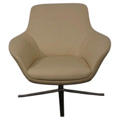 Walter Knoll Oscar Luxury Swivel Armchair in Pristine Cream Leather