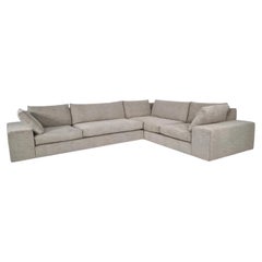 Ligne Roset Exclusif L-Shaped Sofa in Cream and Slate Grey Interwoven Fabric