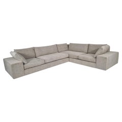 Ligne Roset Exclusif L-Shaped Sofa in Cream and Slate Grey Interwoven Fabric
