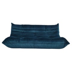 Ligne Roset Togo Three-Seater Sofa in Sumptuous Teal Velvet