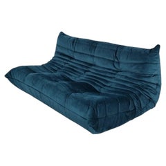 Ligne Roset Togo Three-Seater Sofa in Sumptuous Teal Velvet