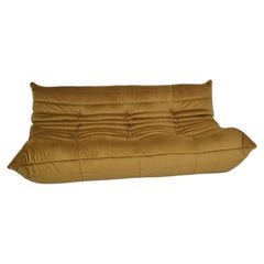 Ligne Roset Togo 3-Seater Sofa in Rich Bronze Gold Velvet