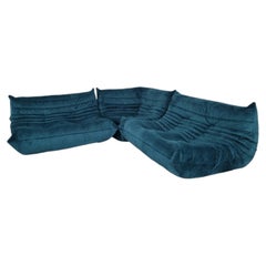 Ligne Roset Togo 3-Piece Suite Sofa Lounge Chairs in Teal Green Velvet