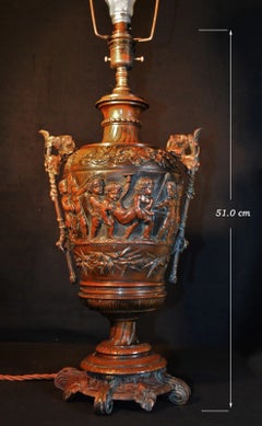 Léopold Oudry French Napoleon III Bronze Putti Urn Table Lamp, circa 1870
