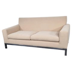 Minotti Compact Designer Sofa in Refined Cream Chenille