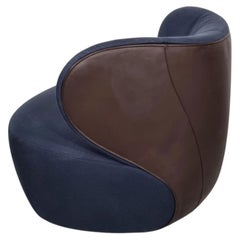 Walter Knoll Bao Swivel Armchair in Elegant Navy and Chocolate Leather