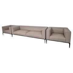Walter Knoll Jaan Sofa and Matching Armchairs in Cream Leather