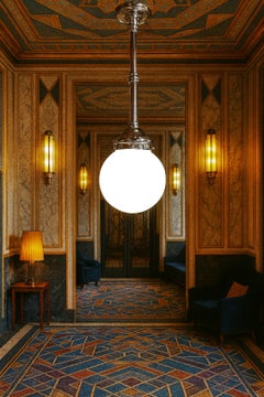 1930s Art Deco Bauhaus Opaline Glass Schoolhouse Pendant Light