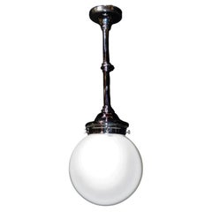 1930s Art Deco Bauhaus Opaline Glass Schoolhouse Pendant Light