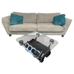 V8 Motor Block Coffee Table, Unique Industrial Statement Piece