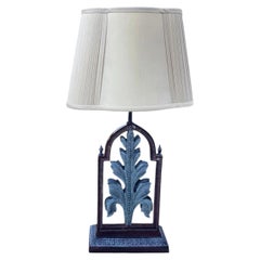 Attributed Maitland-Smith Patinated Bronze Acanthus Leaf Table Lamp