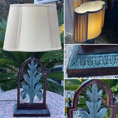 Attributed Maitland-Smith Patinated Bronze Acanthus Leaf Table Lamp