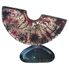 Escultura de cristal de arte abstracto de Allister Malcolm, fundida en molde de arena, firmada, circa 2008