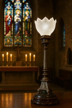 Edwardian Silver Plate Ecclesiastical Altar Table Lamp, circa 1910