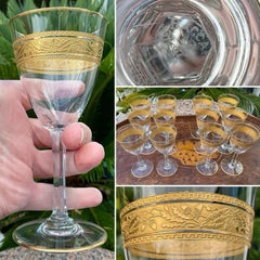 Set di 6 bicchieri da porto in cristallo Baccarat Colorado con finiture in oro 22 carati, Francia
