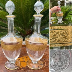 Decanter Baccarat in cristallo del Colorado e foglia di quercia in oro 22 carati, Francia, 1970 circa