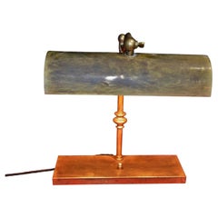 French Art Deco Brass Twin-Light Banker's Desk Lamp, circa 1930