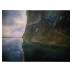 Large Contemporary Textured Abstract Coastal Seascape Painting on Canvas