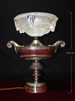 French Art Deco Aladdin Silver-Plated Lamp with Ezan Glass Shade, 1930s