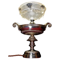 French Art Deco Aladdin Silver-Plated Lamp with Ezan Glass Shade, 1930s