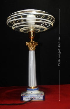 Mid Century Italian Gilt Porcelain & Murano Glass Table Lamp, 1960s