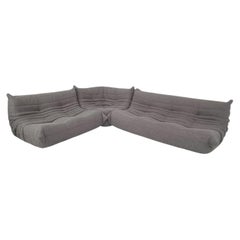 Ligne Roset Togo Modular Suite in Grey Bouclé, 3-Seater, 2-Seater & Corner