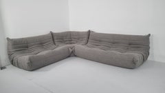 Ligne Roset Togo Modular Suite in Grey Bouclé, 3-Seater, 2-Seater & Corner