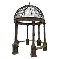 Monumental Neoclassical Style Gazebo with Openwork Scrolled Wrought Iron Dome