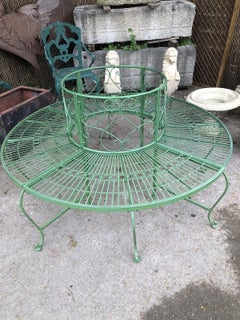 French Style Green Metal Circular Tree Garden Bench