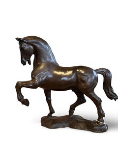 Large Cast Bronze Classical Horse Sculpture with Brown Patina