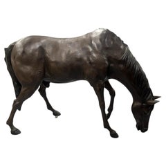 Life-Size Bronze Grazing Horse Garden Sculpture, 200 cm