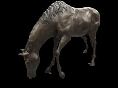 Life-Size Bronze Grazing Horse Garden Sculpture, 200 cm