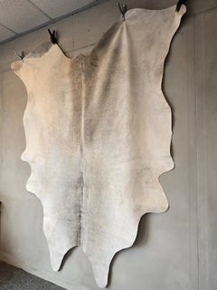 Large Natural White and Grey Genuine Cowhide Rug, 3.9 Metres
