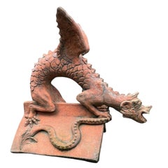 Gothic Dragon Terracotta Stone Roof Ridge Finial Garden Ornament