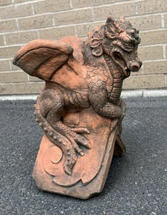 British St George’s Dragon Stone Roof Ridge Tile Finial Garden Ornament
