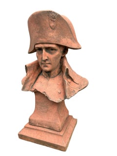 Napoleon Bonaparte Cast Stone Bust with Terracotta Finish Garden Ornament