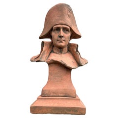 Napoleon Bonaparte Cast Stone Bust with Terracotta Finish Garden Ornament