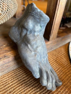 Monumental Grand Tour Style Sculptural Foot Verdigris Bronze-Finish Cast Stone