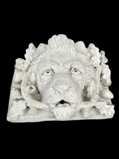 Cast Stone Lion Head Fountain Mask with Oak Leaves and Acorns