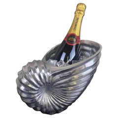 Sculptural Nautilus Shell Polished Aluminium Champagne & Wine Cooler