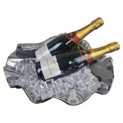 Sculptural Open Clam Shell Polished Aluminium Champagne & Wine Cooler
