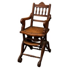 Rare Victorian Transforming Child’s High Chair & Rocker, Late 19th Century