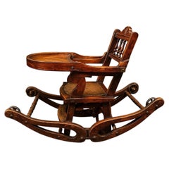 Rare Victorian Transforming Child’s High Chair & Rocker, Late 19th Century