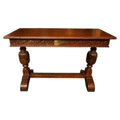 Antique Carved Oak Refectory Table, Beauchief Baptist Church Memorial, 1936