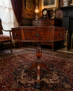 Victorian Mahogany Octagonal Writing Table with Leather Top, circa 1880