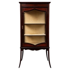 Antique Edwardian Mahogany & Satinwood Inlaid Glazed Display Cabinet Vitrine