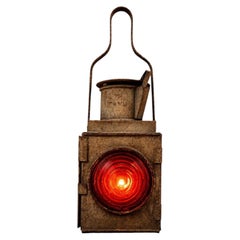 Vintage British Rail Midland Region Tail Lamp with Red Fresnel Lens