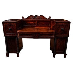 William IV Mahogany Twin Pedestal Sideboard with Carved Back, England, ca. 1837